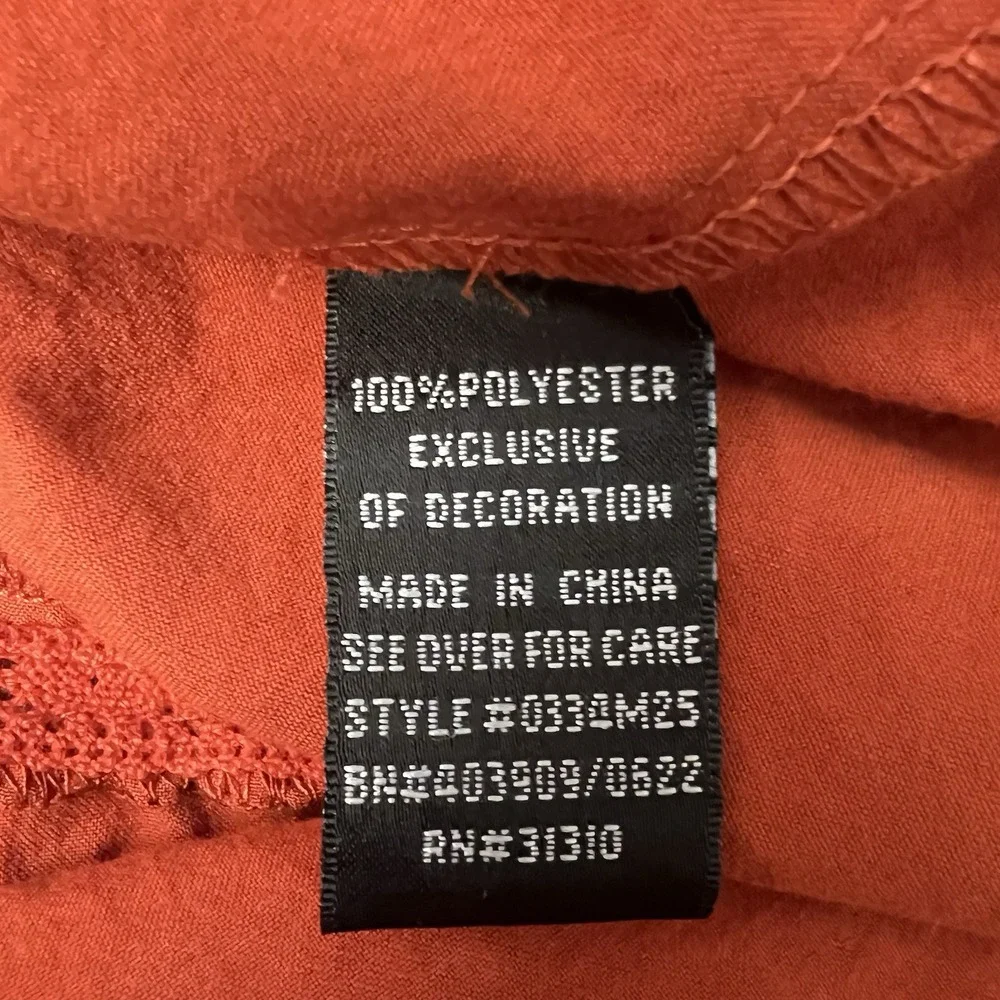 AGB Dress Sz M Burnt-Orange Ruffled Cap‎ Slvs V-Neck CottageCore Women's Medium